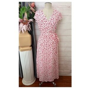 D1 -- NWT red white LA ATALIER & OTHER STORIES long wrap floral dress size 6 $99
